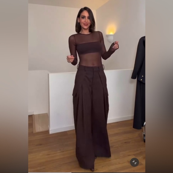 ZARA PLEATED CARGO PANTS ZW COLLECTION LARGE BROWN 4043/266/700 - Picture 4 of 14